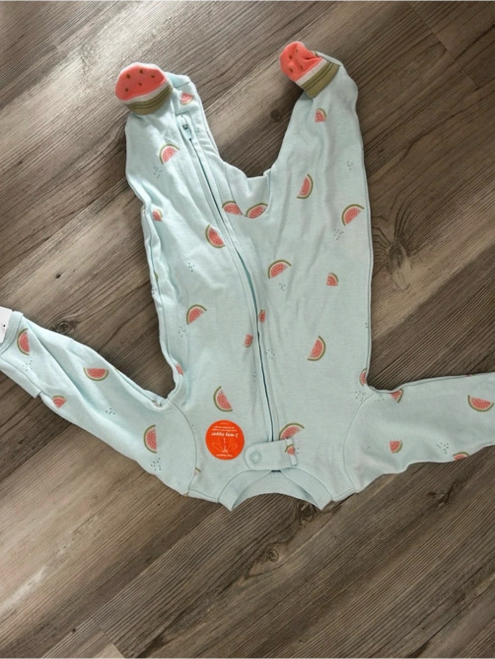 Carter's Mint One-Piece Footed Sleeper with Watermelon Print